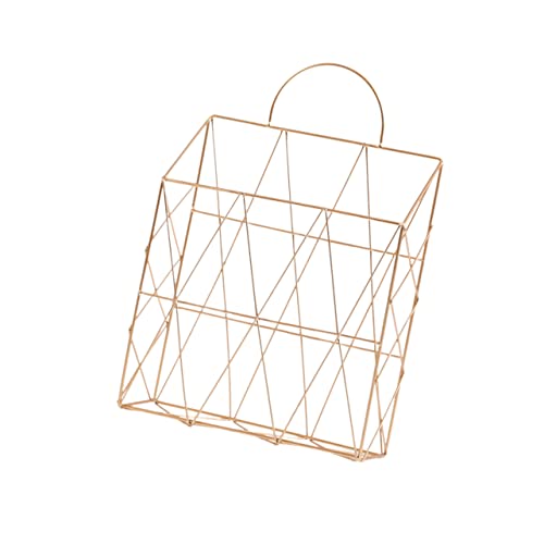 IMIKEYA 1Stk Aufbewahrungskorb aus Eisen buchablage bücheraufbewahrung büroorganizer schreintischorganizer magazine rack hängendes Regal Schreibtisch-Organizer aus Schmiedeeisen Golden von IMIKEYA