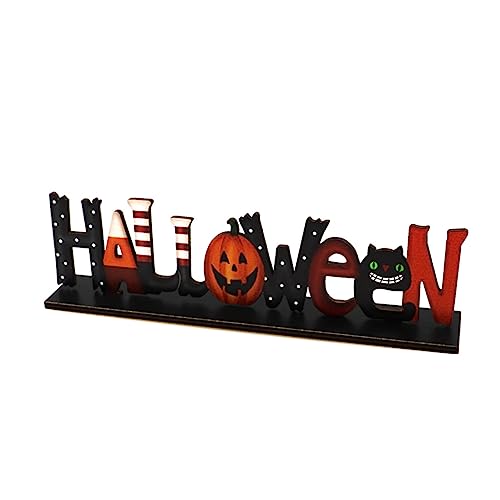 IMIKEYA 1Stk Halloween-Ornamente Teelicht Haustier Halloween-Buchstaben- Schläger Skelett Halloween basteln Halloween gartendeko esstisch Halloween-Desktop-Schmuck hölzerne Verzierung von IMIKEYA