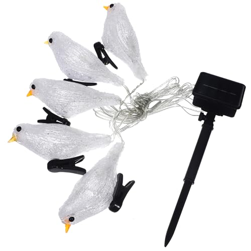 IMIKEYA 1stk Solar-vogel-lichter Led-dekorationslicht Vogel Solarlicht Solarleuchten Für Den Außenbereich Vogelfee Licht Outdoor-dekor Lampe Weihnachtsbeleuchtung Acryl Batteriefach Weiß von IMIKEYA