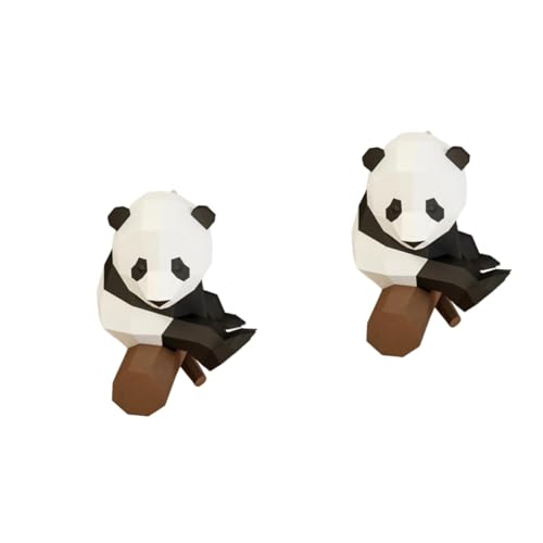 IMIKEYA 2 Stk Tierpapiermodell tierische dekorative Figur 3D-Papiermodell Oragami-Papier Origami-Papier Stereoskopisches Papiermodell 3D geometrisches Origami Panda Setz Dich Kind von IMIKEYA