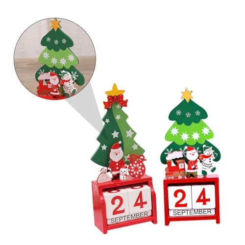 IMIKEYA 2 Stück Holz Weihnachtskalender Weihnachts Tischdekoration Weihnachts Tischdekoration Weihnachtstag Countdown Weihnachtsmann Ornament Party Dekoration Weihnachtsblock von IMIKEYA