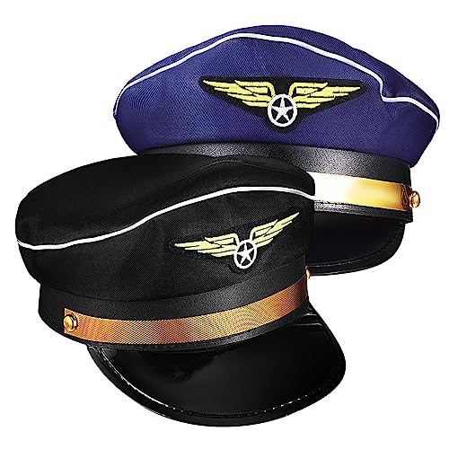 IMIKEYA 2 Stücke Hüte Für Männer Kapitäns Hut Polyester Pilot Cosplay Stewardess Hut von IMIKEYA