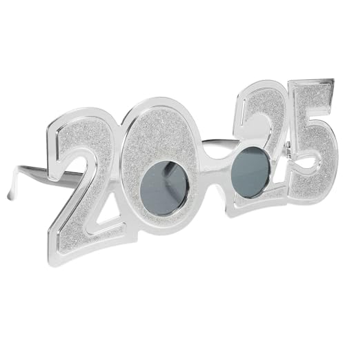 IMIKEYA 2025 Plastikbrille Frohes Neues Jahr Brille Glitzer 2025 Nummer Sonnenbrille 2025 Abschlussbrille -Requisiten Für Die Klasse 2025 Halloween-Partygeschenk Silber von IMIKEYA