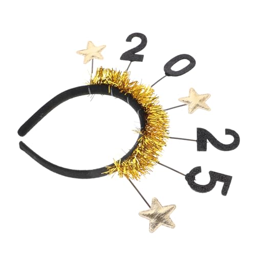 IMIKEYA 2025 Stirnband Und Kopfbedeckung Für Das Neue Jahr Silvesterdekorationen Partyzubehör Für Ein Glückliches Jahr Happy Year-stern-stirnband Neujahrs-bandana Urlaub Stoff Golden von IMIKEYA