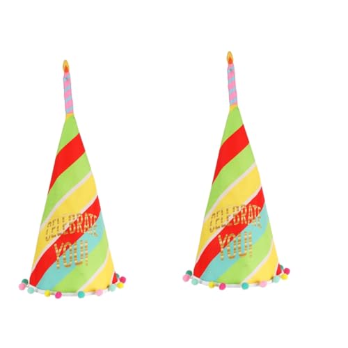 IMIKEYA 2St Geburtstagsparty-Hut Geburtstagshüte aus Regenbogen-Partyzubehör lustige partyhüte kinder farbkappen Party-Kopfbedeckung aus Stoff Geburtstagsdekorationen bilden Geburtstagshut von IMIKEYA