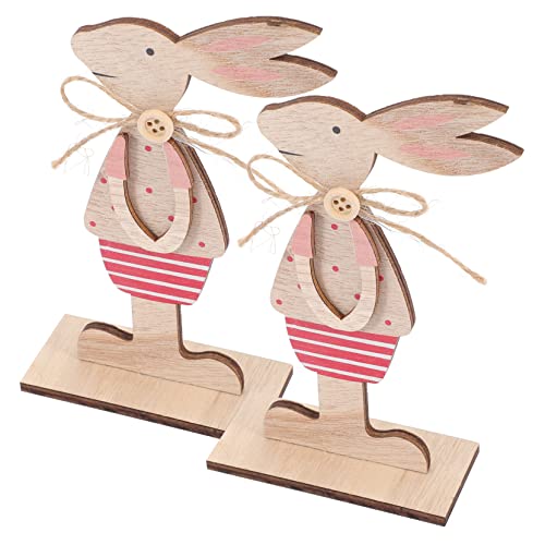 IMIKEYA 2St Osterdekorationen Ostern mitgebsel austecherformen Ostern Easter Decoration Hase Süßigkeiten Hase Plüsch tischdeko Tischhasen zu Ostern basteln Ostern Holzverzierung hölzern von IMIKEYA