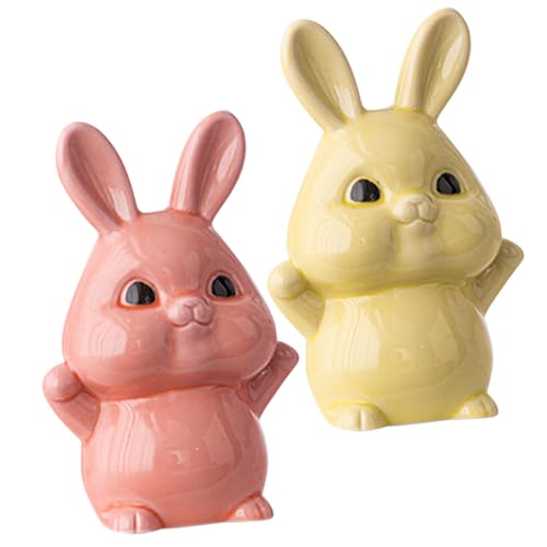 IMIKEYA 2er Set Keramische Hasenfigur Tischdeko Hase Ornament Für Zuhause Moderne Bunny Dekoration Und Pink Niedliche Tischfiguren Für Schreibtisch Und Wohnraum von IMIKEYA