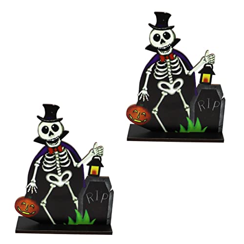 IMIKEYA 2st Skelett-Geist-Ornament Im Freien Figur Anhänger Party Kürbisse Großer Schädel Zwerge Ornamente Großer Halloween-schädel Aufkleber Scherzen Holzhandwerk Hölzern Black von IMIKEYA