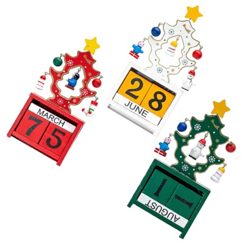 IMIKEYA 3St Kalender Schmuck Unterlage heim kippen digital Anzeige Holzkalender kinderzimmerdeko weihnchtsdeko Weihnachtskalender aus Holz Weihnachtsbaumkalender aus Holz hölzern Colorful von IMIKEYA