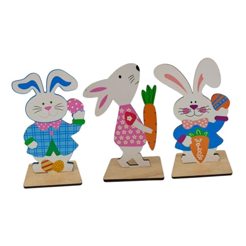 IMIKEYA 3St Kaninchen-Verzierung ausgestopft Niedlich Plüschtiere Küken Dekoration REH Easter Decoration Ostern tischdeko Osterhasen Figuren Osterhasenverzierung Home-Desktop- hölzern von IMIKEYA