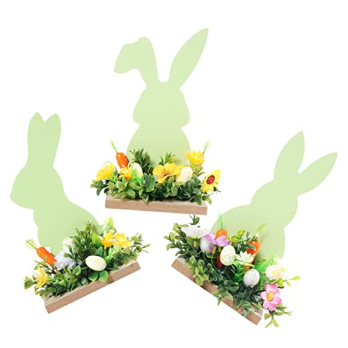 IMIKEYA 3St Osterei-Hasen-Verzierung albern Kaninchen-Schild-Figur Hasen Tischdekoration positiv doppelt büro Dekoration Easter Bunny Tischdeko zu Ostern Hasenornament aus Holz Plastik von IMIKEYA