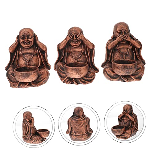 IMIKEYA 3st Buddha Statue Kerzenhalter Statuen Teelicht Kerzenschmuck Ornamente Figur Dekorationen Räucherstäbchenhalter Skulptur Kerzenständer Kerzenhalter Leuchter Kerzenwachs Harz von IMIKEYA