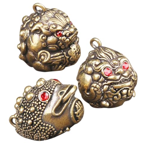 IMIKEYA 3st Reize Perlen Feng Rocailles Silberne Anhänger Kette Fläschchen Mit Löffel Schmuck Bausatz Ornamente Charme Bausätze Schlüsselanhänger-Charm Tierzauber Golden Messing von IMIKEYA