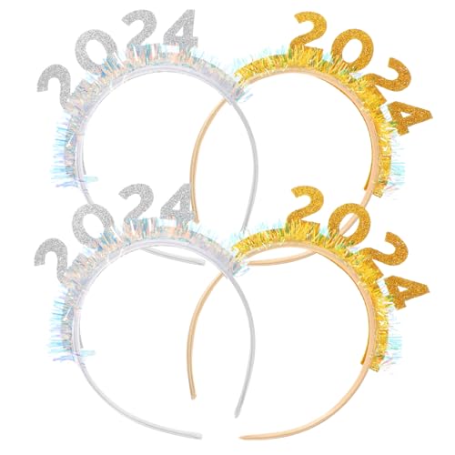 IMIKEYA 4 Stück Stirnband Partygeschenke für das neue Jahr Tiara für Silvester 2024 Haarschmuck Haarband Haargummis Partybevorzugung Haarreifen für das neue Jahr bilden pp von IMIKEYA