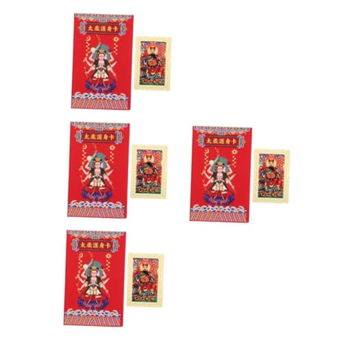 IMIKEYA 4 Stück Tai Sui Gold Card Chinesische Amulette - Traditionelle Amulette Feng Shui Amulettkarte Taisui-Karte Traditionelle Dekore Chinesische Allgemeine Karten Papier von IMIKEYA