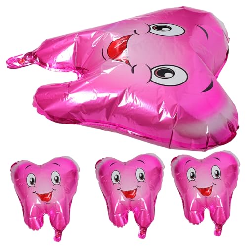 IMIKEYA 4 Stück Zahnballon Zahnparty Blase Folienballons mit Zähnen Duschballons Bad luftballons hochzeit luftballons Ballon-Requisite aufblasbare Ballons Aluminiumfolie Rosy von IMIKEYA