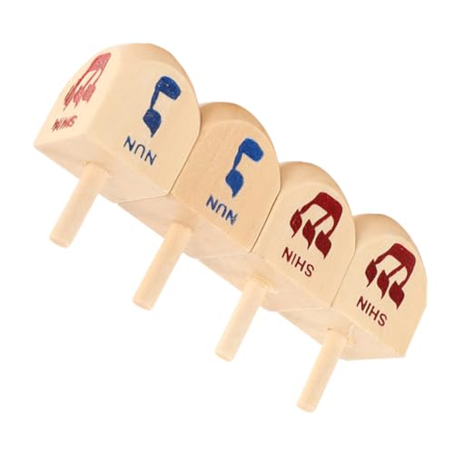 IMIKEYA 4Stücke Holz Chanukka Dreidel Mit Bunten Hebräischen Traditionelles Für Jüdische Chanukka Sevivon Spiel Hochwertiges Holzhandwerk von IMIKEYA