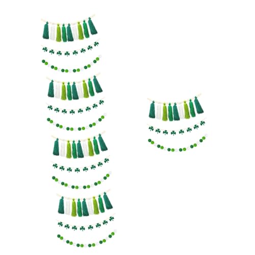 IMIKEYA 5 Sätze Dekoration Aus Holzperlen Dekorationen Lametta Danksagung Girlande Kleeblatt Zirkus Korn Girlande Aus Ahornblättern Fallen Herbstlaubgirlanden Flagge Beute Green Gefühlt von IMIKEYA