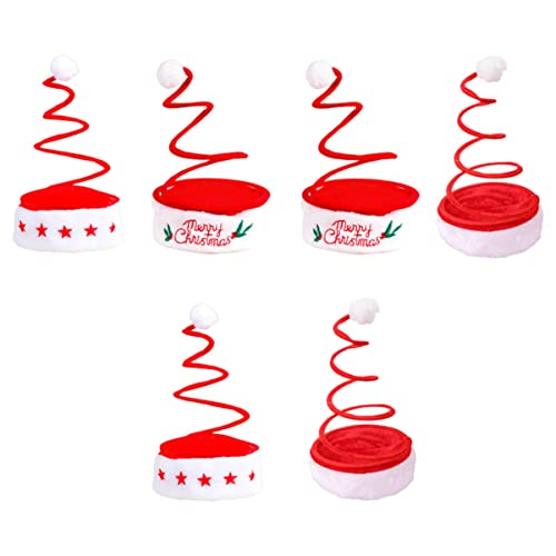 IMIKEYA 6st Weihnachtsmütze Weihnachts Lustiger Hut Party Frühlingshut Gorros Navideños Für Erwachsene Weihnachtsbaum Schraubenfeder Hut Nikolausmütze Stricken Festlicher Hut Rot Stoff von IMIKEYA