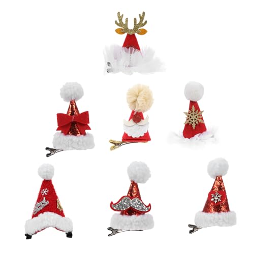 IMIKEYA 7st Weihnachtsmütze Haarnadel Weihnachtsmannmütze Für Kinder Weihnachtsmütze Haarspange Weihnachtsmütze-stirnband Weihnachtshaarschleifen Weihnachtskopfschmuck Rot Legierung von IMIKEYA