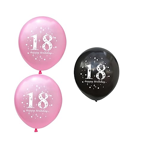 IMIKEYA Geburtstag Luftballons Dekorationen Runde Latex Ballons Und Schwarz Für Geburtstagsfeiern Mit Pinken Und Schwarzen Ballons von IMIKEYA