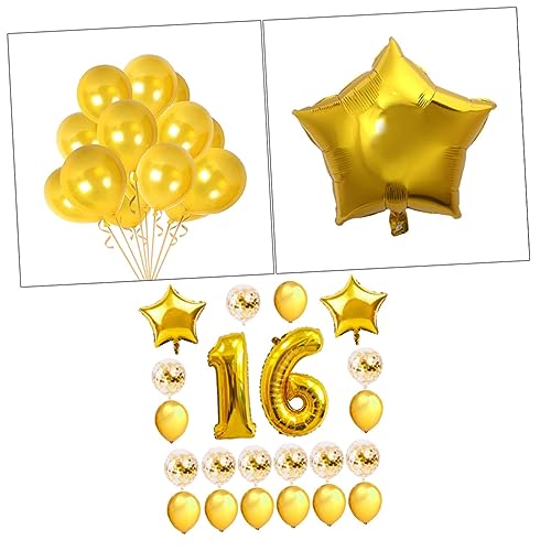 IMIKEYA Geburtstagsluftballons Set Jahre Feier Aluminium Folienzahlballons Einfarbige Latexballons Paillettenballons Aluminium von IMIKEYA