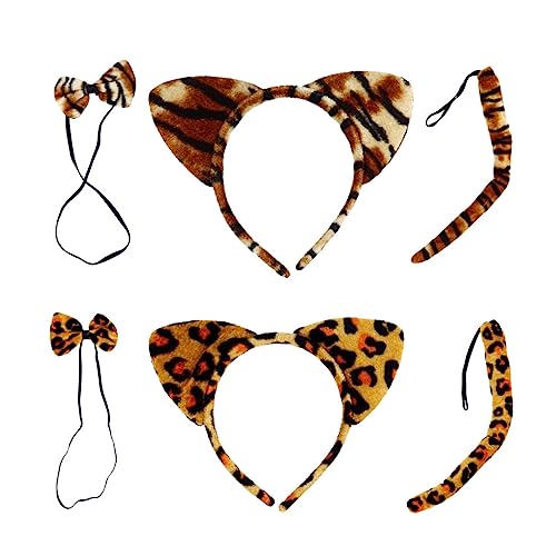 IMIKEYA Halloween Tierkostüm Prop Tierohr Stirnband Fliege Für Partys Karneval Kostümzubehör Leopard Tiger von IMIKEYA