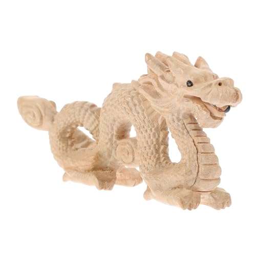 IMIKEYA Handgefertigte Holzfigur Drache Chinesische Drachen Skulptur Aus Unbehandeltem Ca Dekorativer Tisch Drache Für Stilvolle Wohn Und Büroschmuck von IMIKEYA