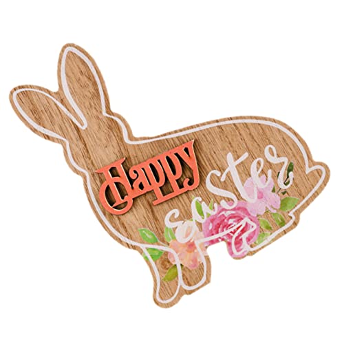 IMIKEYA Kaninchen-Holzverzierung Korb Tischläufer tablett Figur Easter Bunny Easter Decoration Table Ostern dekoratives Tischschild dekorative Requisiten für Ostern von IMIKEYA