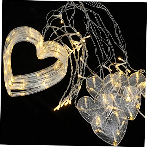 IMIKEYA Liebe Lichterkette Led-lichterkette Fenster Vorhang Lichter Vorhanglichter Im Freien Herz Leuchtet Valentinslichter Herz-lichterketten Herzfensterlicht Batterie Draussen Pvc Weiß von IMIKEYA