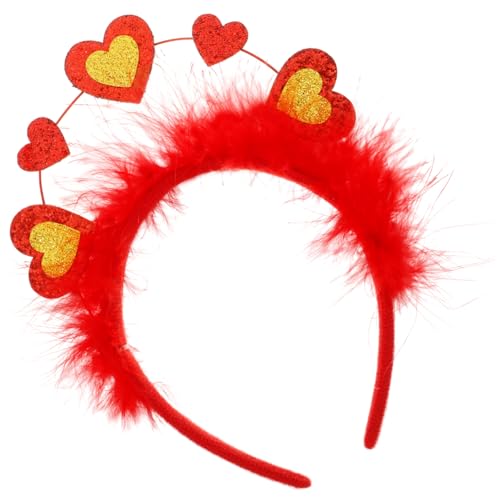 IMIKEYA Liebe Stirnband Festivalstirnband Haarzubehör Valentinstag Haarschmuck Zarter Kopfschmuck Valentinstag Stirnband Weibliche Parteikopfdekoration Valentinstag Haarband Feder von IMIKEYA