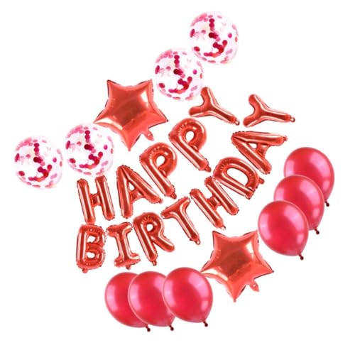 IMIKEYA Luftballons Set Für Geburtstagsfeiern Rote Luftballons Mit Happy Birthday Schriftzug Einfarbig Glitzerballons von IMIKEYA