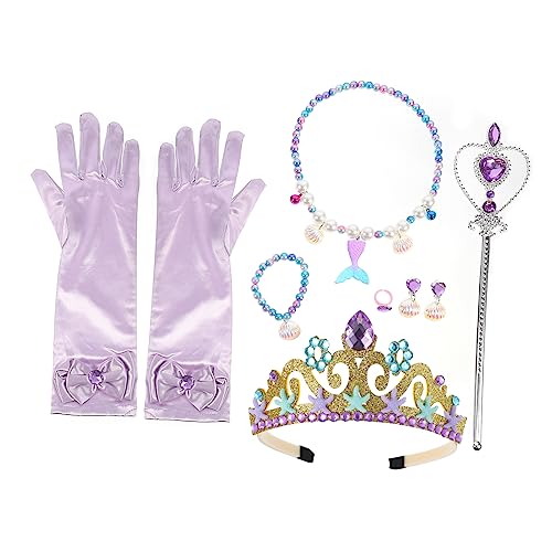 IMIKEYA Mädchen Meerjungfrau Schmuckset Mit Ohrringen Ring Halskette Und Armband Perfekte Requisiten Für Kindergeburtstage Meerjungfrauen Partys Und Rollenspiele von IMIKEYA