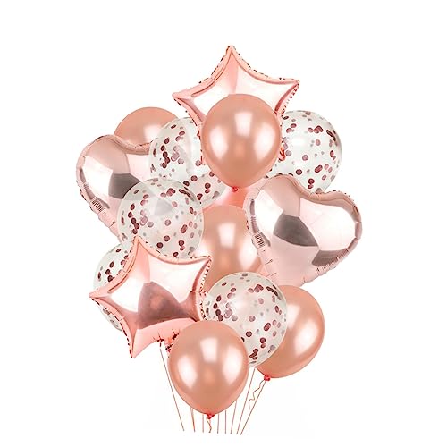 IMIKEYA Roségold Luftballons Mit Konfetti Roségold Latexballons Konfetti Ballons Sternballons Herzballons Partydekoration von IMIKEYA