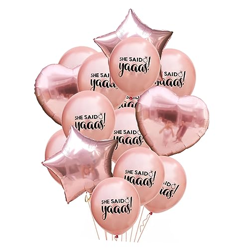 IMIKEYA Roségold Und Konfetti Latex Ballon Set She Said Yaaas Für Hochzeit Brautdusche Bachelorette Und Verlobungsfeiern Hochwertige Dekorationen von IMIKEYA