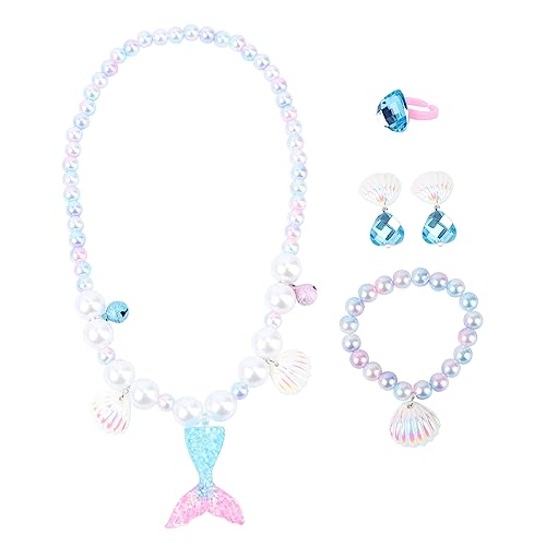 IMIKEYA Teiliges Babyschmuck Set Mit Meerjungfrau Anhänger Perlen Halskette Armband Und Ohrclips Ideales Für Mädchen Und Kleinkinder von IMIKEYA