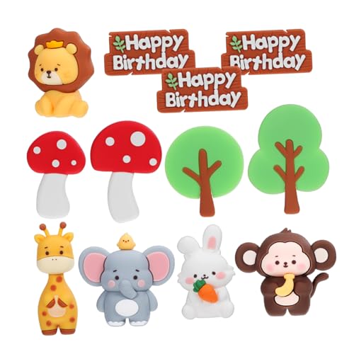 IMIKEYA Tortenaufsatz Mit Tierfiguren Aus Weichem Dekoration Für Geburtstags Und Babypartys Inklusive Elefant Giraffe Hase Pilz Und Bäume Für Kuchen von IMIKEYA