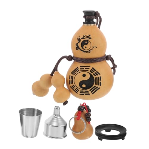 IMIKEYA Traditionelle Kürbis Wasserflasche Tragbare Kalebasse Wasserflasche Für Camping Sake Flasche Im Chinesischen Stil Mit Dekorativem Design Für Outdoor Aktivitäten von IMIKEYA