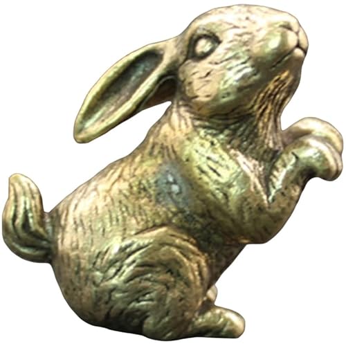 IMIKEYA Vintage Messing Hase Osterhasen Statue – Handgefertigte Messing Kaninchen Figur für Osterdekoration Tischdeko und Heimaccessoires – Charmantes Tierkreis Ornament von IMIKEYA