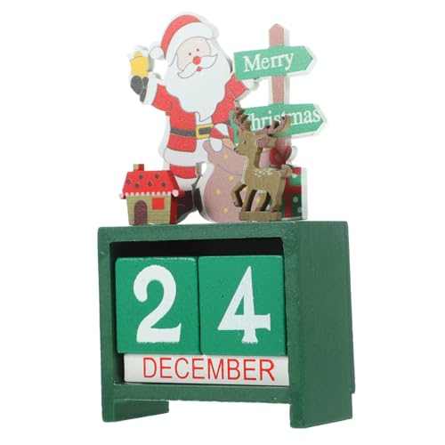 IMIKEYA Weihnachtsdekorationen Schreibtischkalender Tischdekoration für Weihnachten christmas accessories santa slay Countdown- -Dekor Blöcke Weihnachtsdekoration Holz von IMIKEYA