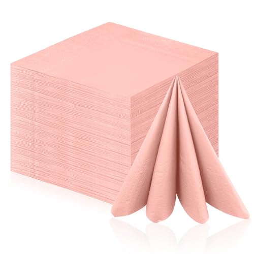 100 Stück Papierservietten 40x40 Rosa Servietten Airlaid Stoffähnlich Cocktailservietten Servietten Einweg für Geburtstag Hochzeit und Party Hellrosa von IMPPTE