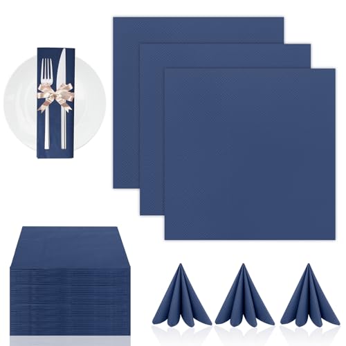 100 Stück Servietten Blau 40x40cm Servietten Salbei Eukalyptus Cocktailservietten Napkins Einweg Hoch Saugfähig für Veranstaltungen Gastronomie Geburtstag Party von IMPPTE