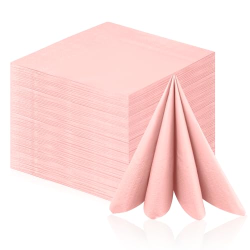 100 Stück Servietten Rosa 40x40cm Servietten Salbei Eukalyptus Cocktailservietten Napkins Papierservietten Einweg Hoch Saugfähig für Veranstaltungen Gastronomie Geburtstag Party von IMPPTE