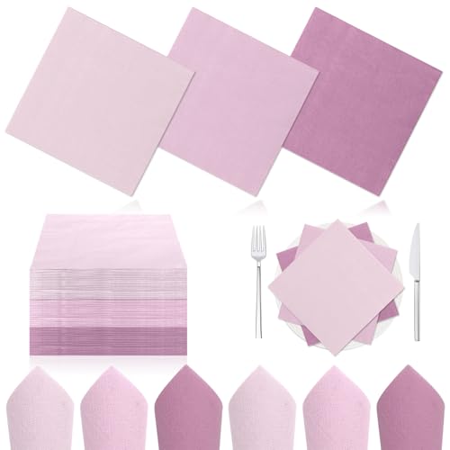 120 Stück Cocktailservietten Lila Servietten 33x33 Papierservietten Servietten Flieder Einwegservietten Plum für Hochzeit Dinner Party Brautparty von IMPPTE