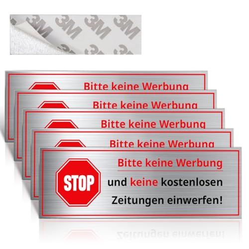 5 Stück Bitte Keine Werbung Schild Aufkleber Briefkasten 67 * 21mm Hinweis “Bitte Keine Werbung und Keine Kostenlosen Zeitungen Einwerfen!” für Briefkasten von IMPPTE