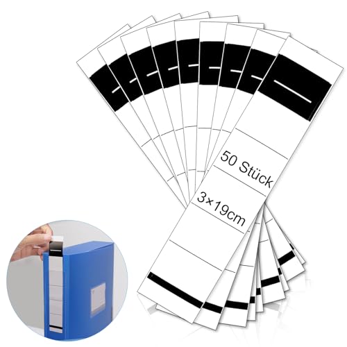 50 Stück 30 x 190 mm Ordnerrücken zum Einstecken Ordner Etiketten Rückenschilder Ordner Schmal Ordnerrücken Aufkleber Weiß für 5 cm Schmale Ordner von IMPPTE