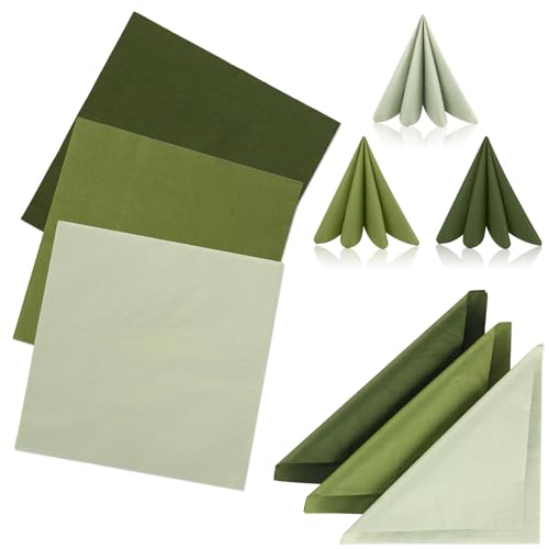 60 Stück Servietten Salbeigrün Papierservietten 33x33cm Servietten Eukalyptus Grün Cocktailservietten Einwegservietten Tischdeko für Hochzeit Dinner Party Brautparty von IMPPTE