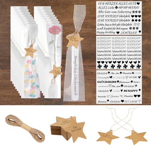 IMPPTE 100 Stück Kerzen Tüten Verpackung Klarsichttüten Geschenkanhänger Kraftpapier 1 Jute Schnur mit 3 Kerzen Tattoo Folie Candle Bags für Weihnachten Hochzeit Geschenke Thanksgiving von IMPPTE