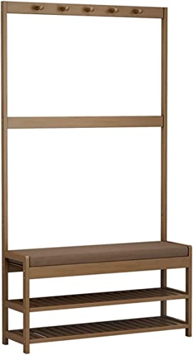 IMYOGI Kleiderständer aus Bambus, Garderobenbank mit Schuhablage, 3-in-1-Design, Garderobenständer, Bank, Kleiderbügel und Schuhbank, Größe 60 cm von IMYOGI