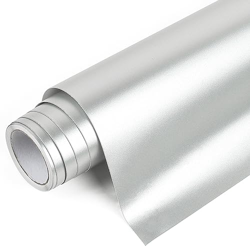 IModeur 7Ft Galvanisiert Plotterfolie Vinyl Grau Silber - 30,5cm x 214cm Vinylfolie Plotter Silber für Cricut und Silhouette Cameo, Selbstklebendes Vinyl für Scrapbooking, Schilder und mehr von IModeur